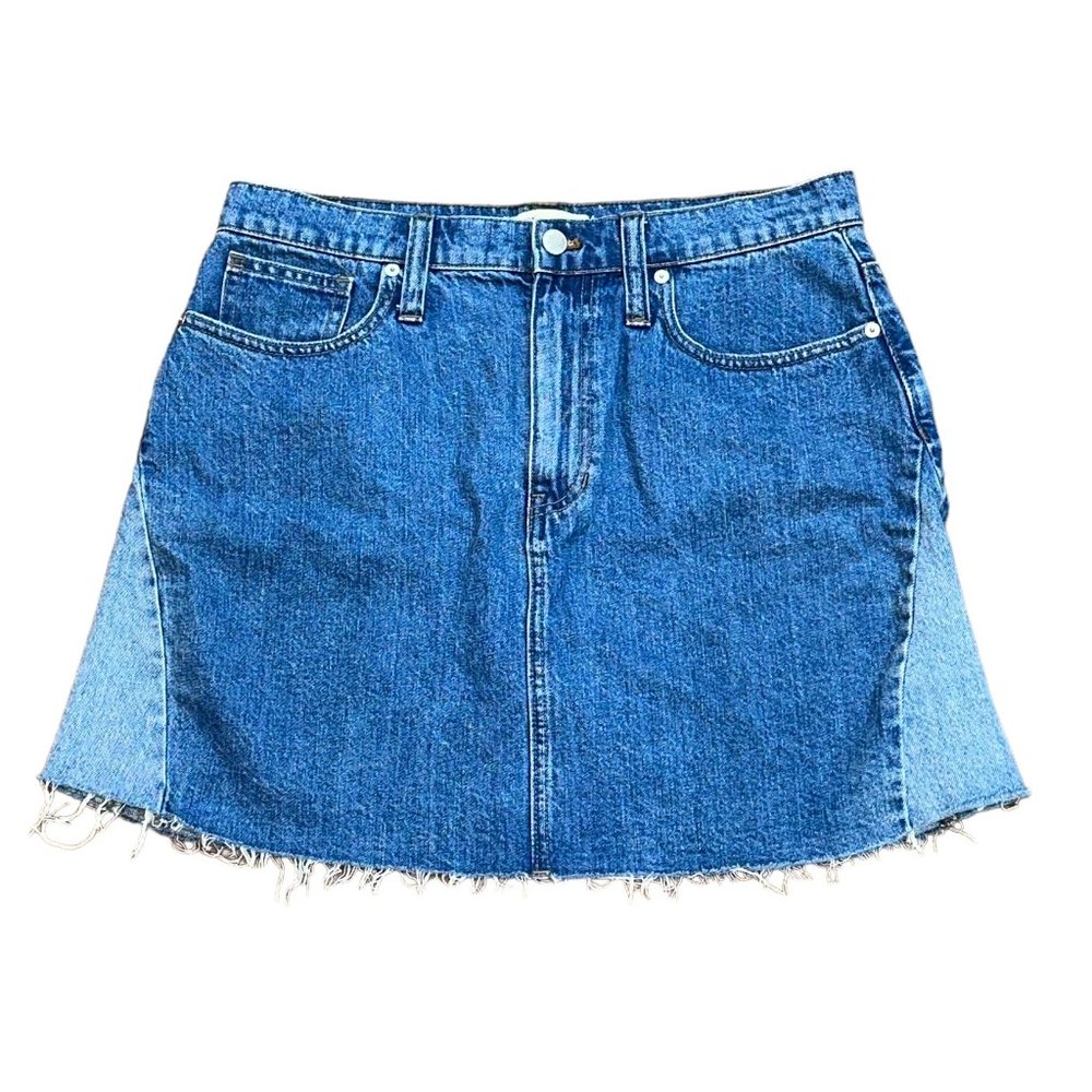 Madewell Rigid Denim A-Line Mini‎ Skirt: Pieced Edition Style# J0555 Size 30